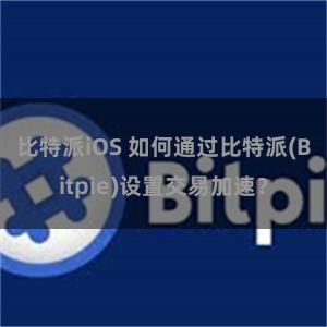 比特派iOS 如何通过比特派(Bitpie)设置交易加速？