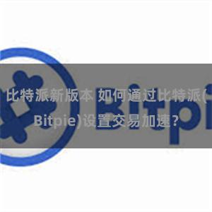 比特派新版本 如何通过比特派(Bitpie)设置交易加速？